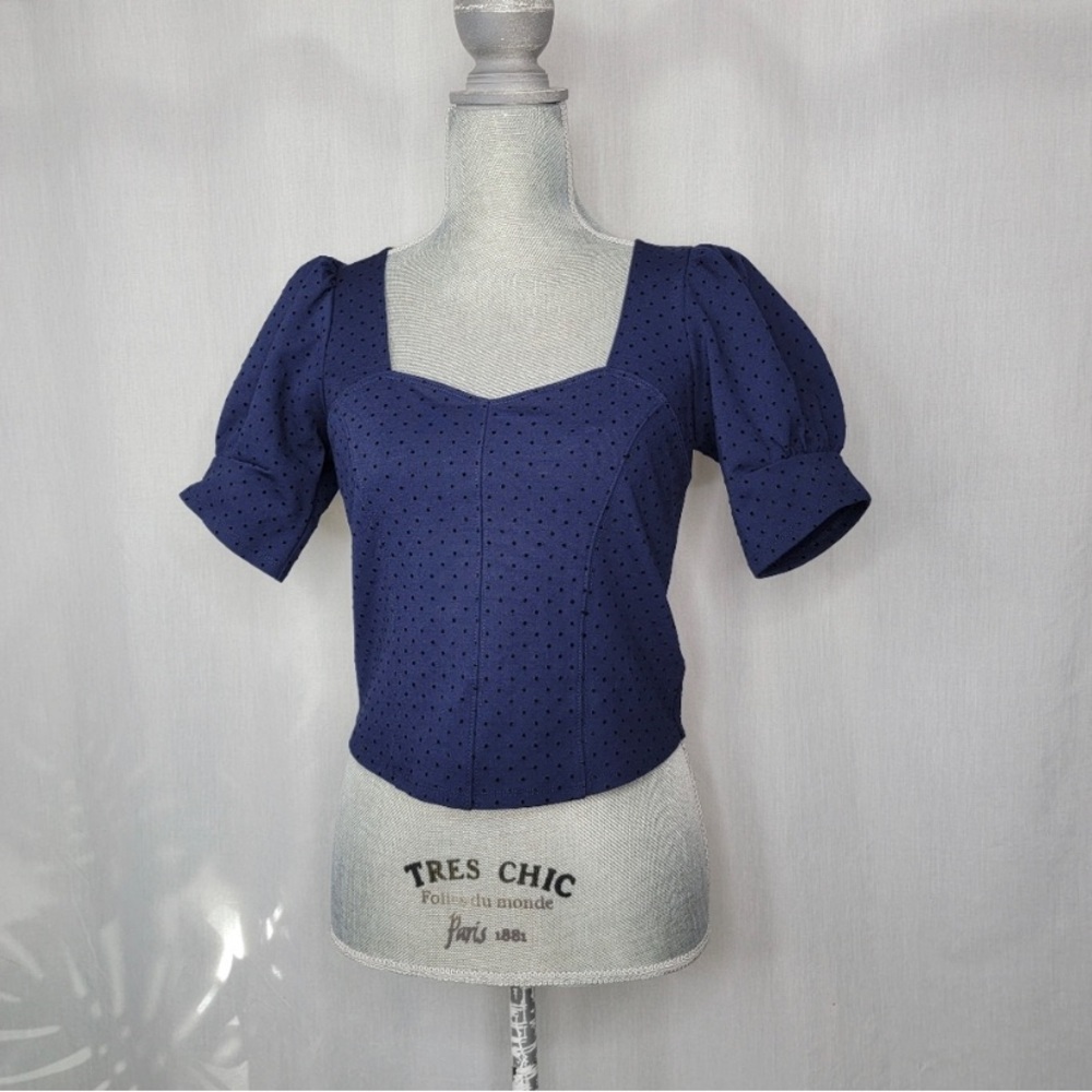 Anthropologie Maeve Velvet Polka Dot Top